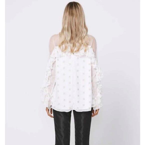 Stevie May Cosmic Currents Gold Embroidery Starry White Top M - Picture 3 of 10